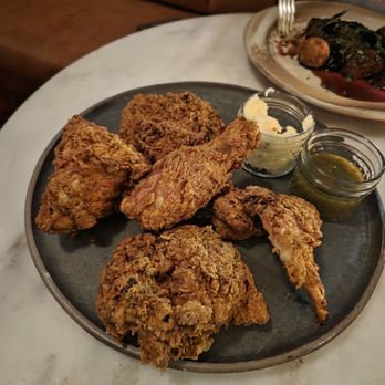 Fox & Pearl signature dishes Smoked Pork Chop
Foie Gras Torchon
Fried Chicken